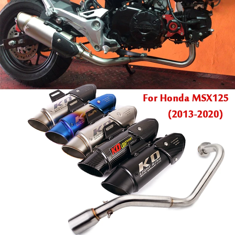 

For Honda MSX125 2013-2020 Motorcycle Front Link Pipe Connecting Tube Slip On Rear Muffler Removable Silencer 51mm Modified