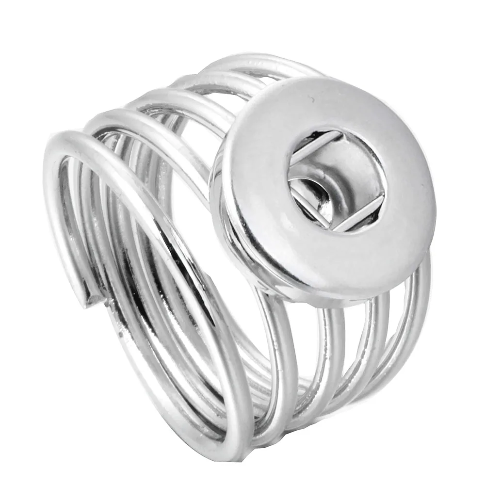 New Snaps Jewelry Metal 12mm Snap Ring Adjustable Elastic DIY Button Ring for Women Men\'s Ring