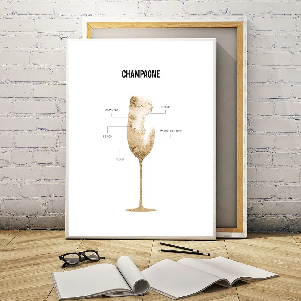The Champagne Anatomy Nordic Poster Wine Canvas Art Decorative Print Wall Painting Scandinavian