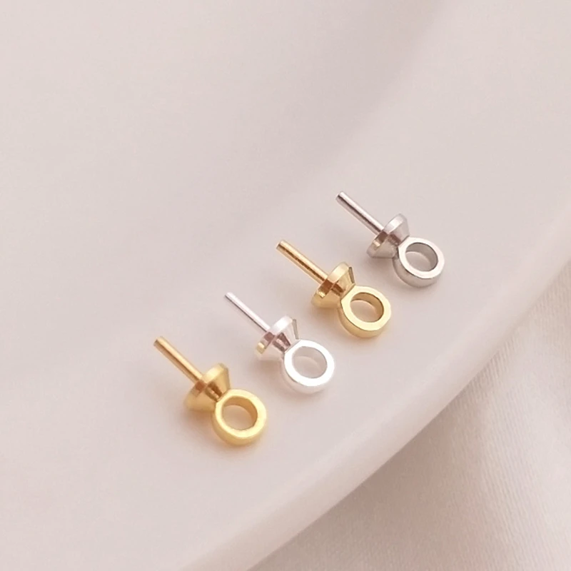 Plated True Gold Color-Preserving Half Hole Bead Caps Pendant Base DIY Jewelry Making Findings Accessories