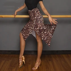 Latin Dance Skirt Female Adult Leopard Print Skirt Standard Dance Dress Practice Clothes Cha Cha Rumba Latin Dance Wear SL3080