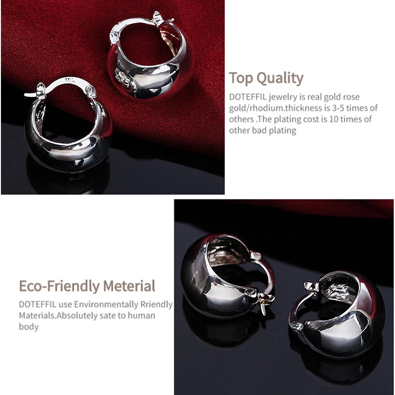 DOTEFFIL 925 Sterling Silver Smooth Egg Shape Earrings For Women Jewelry Cute Romantic Jewelry Wedding Party Gift