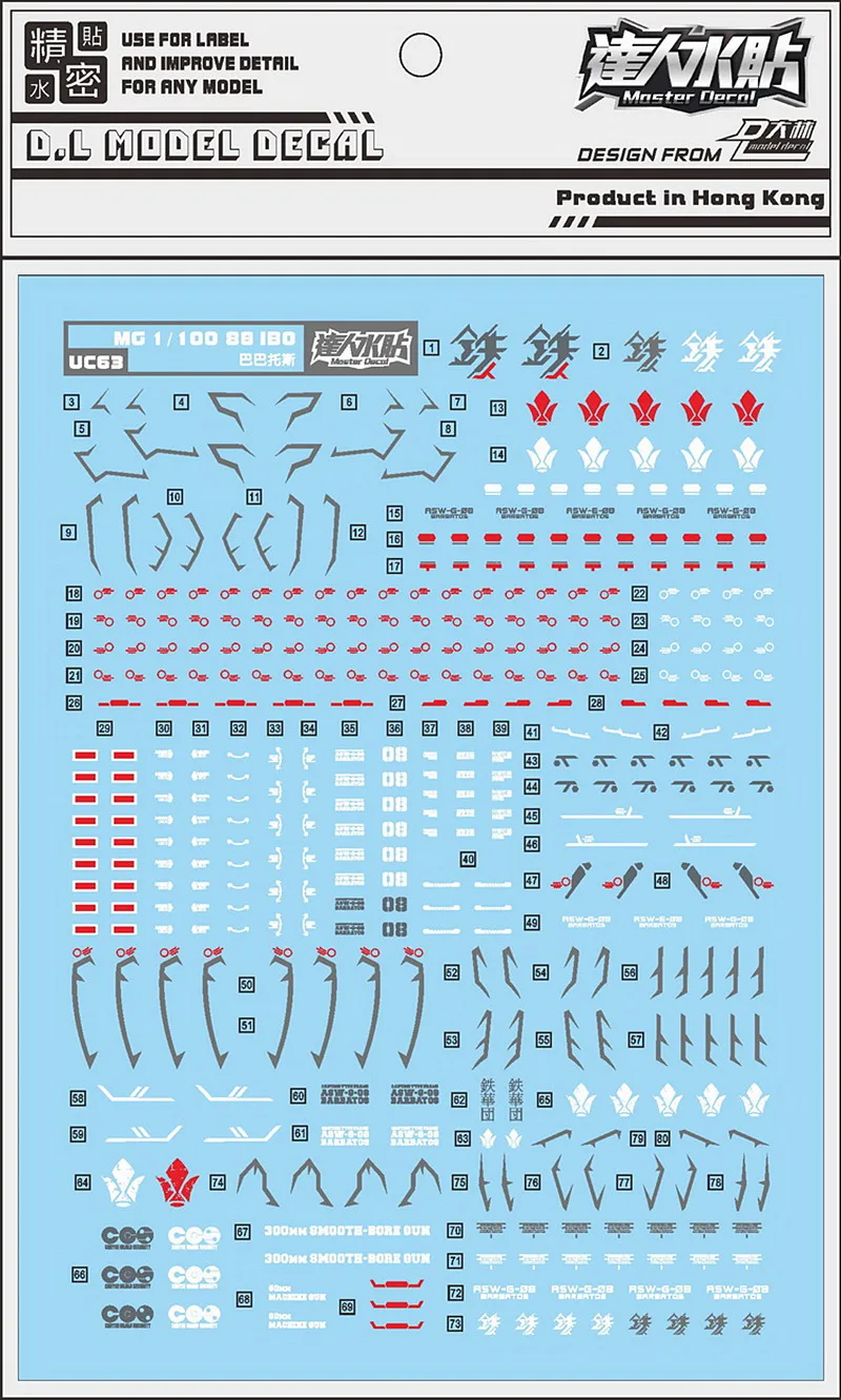 D.L high quality Decal water paste For 8818 MG 1/100 IBO ASW-G-08 Barbatos  DL201