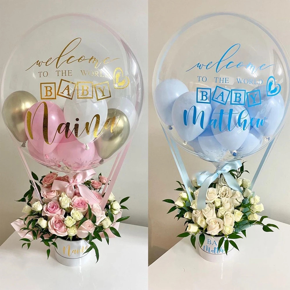 

Personise Welcome To The World Boy 1st Birthday Balloon Gift Baby Shower Present Box custom Surprise Kid Girl Gender Reveal DIY