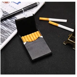 Leather Cigarette Case Box for Men and Women, Portable Cigarettes Holder, Moisture-Proof, Regular Size, 7Pcs Capacity