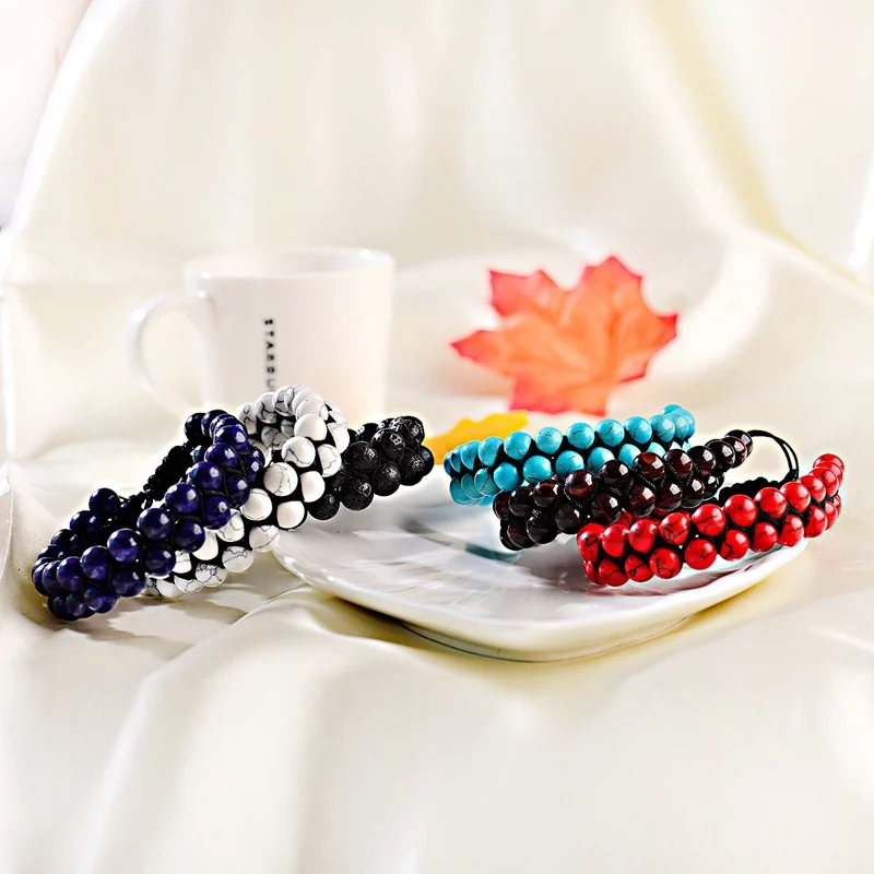 Fashion Men Tiger Eye Natutal Stone Beaded Braided Bracelet Bangles Handmade Double Layer Lapis Lazuli Bracelets Hommes