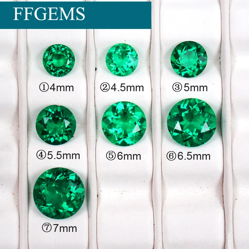 

FFGem VVS CCE Big Round Cut Lab Created Emerald 1pcs Green Loose Gemstone Ring For Women DIY Fine Jewelry Mounting Free Shipping