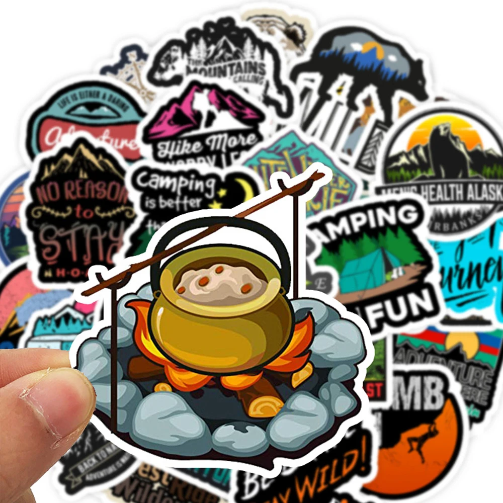 10/30/50pcs Camping Landscape Stickers Outdoor Adventure Travel PVC Waterproof Graffiti Sticker Decals DIY Laptop Skateboard Car