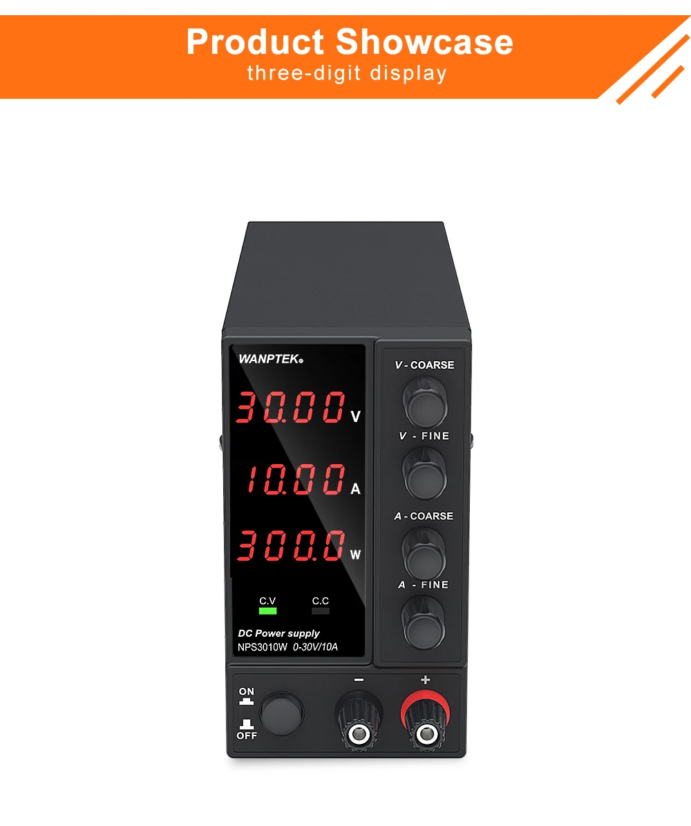 Wanptek Laboratory DC Power Supply Adjustable 30V 10A with Digit Display Voltage Regulator Stabilizer Switching Power Supply