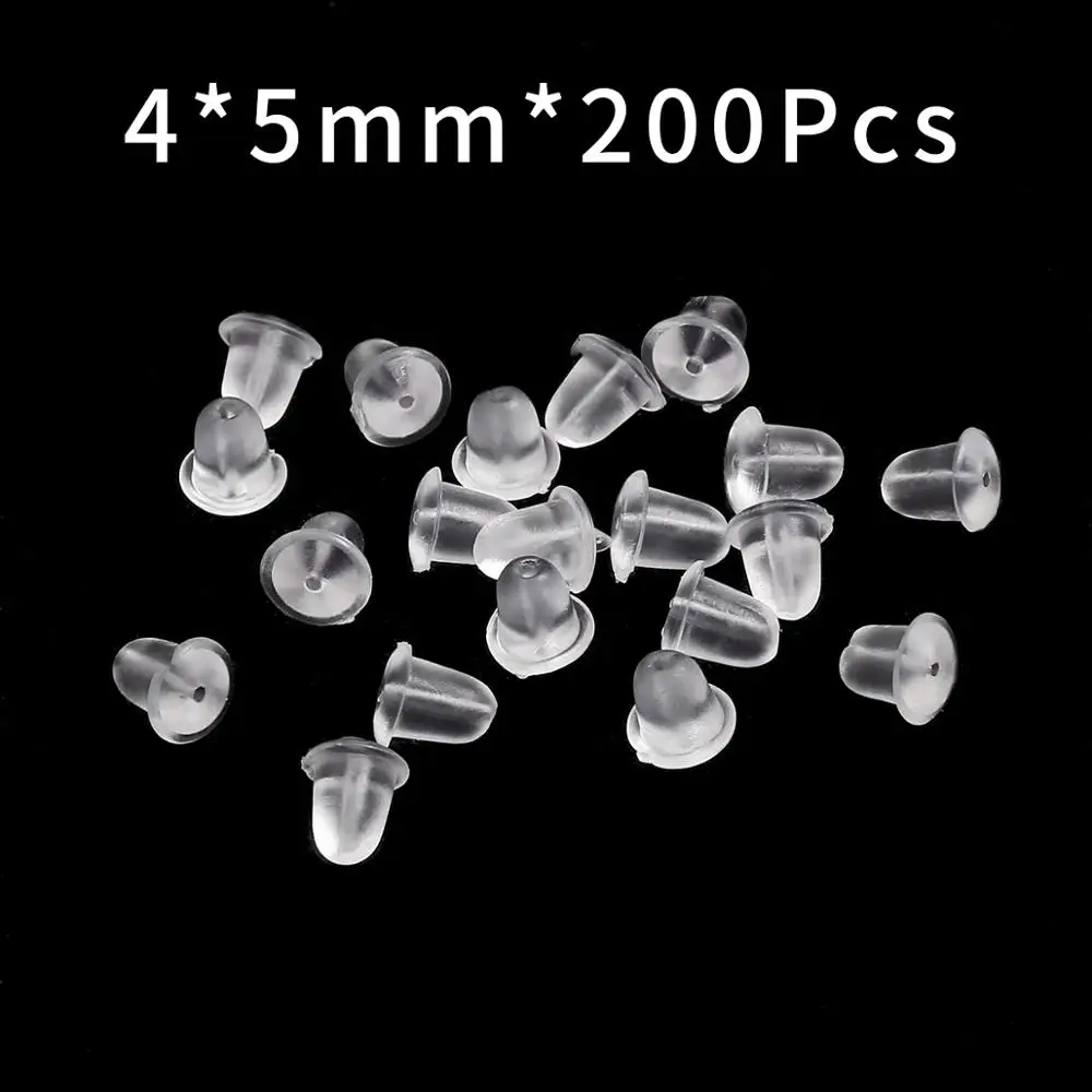 200pcs Rubber Earring Back Silicone Round Ear Plug Caps