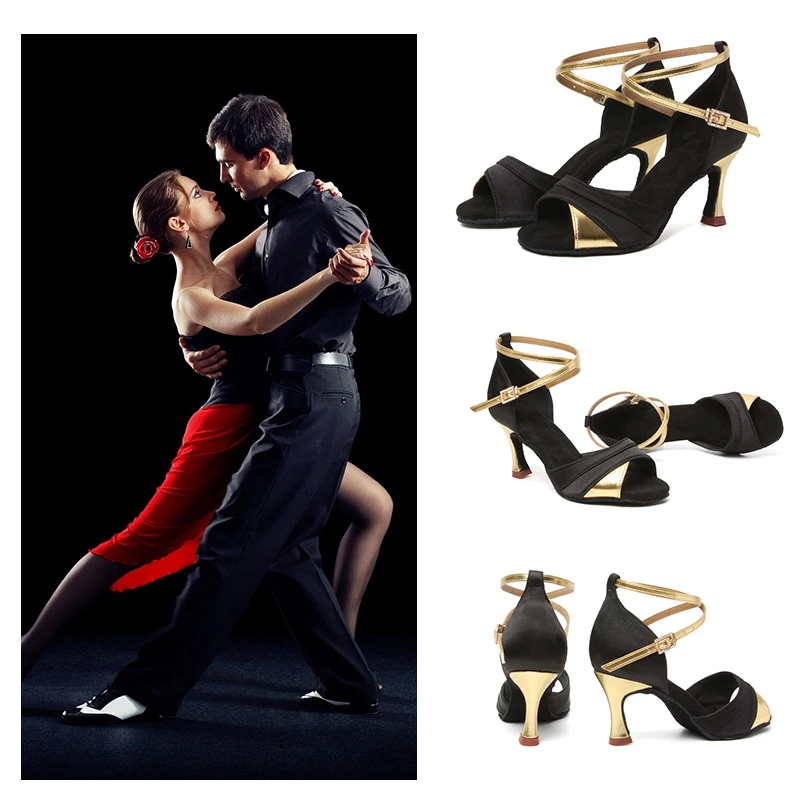 Latin Dance Shoes For Women Girls Tango Ballroom Dance Shoe High Heel Soft Satin Dancing Shoes 5/7/8.5cm Ballroom Dance Sandals