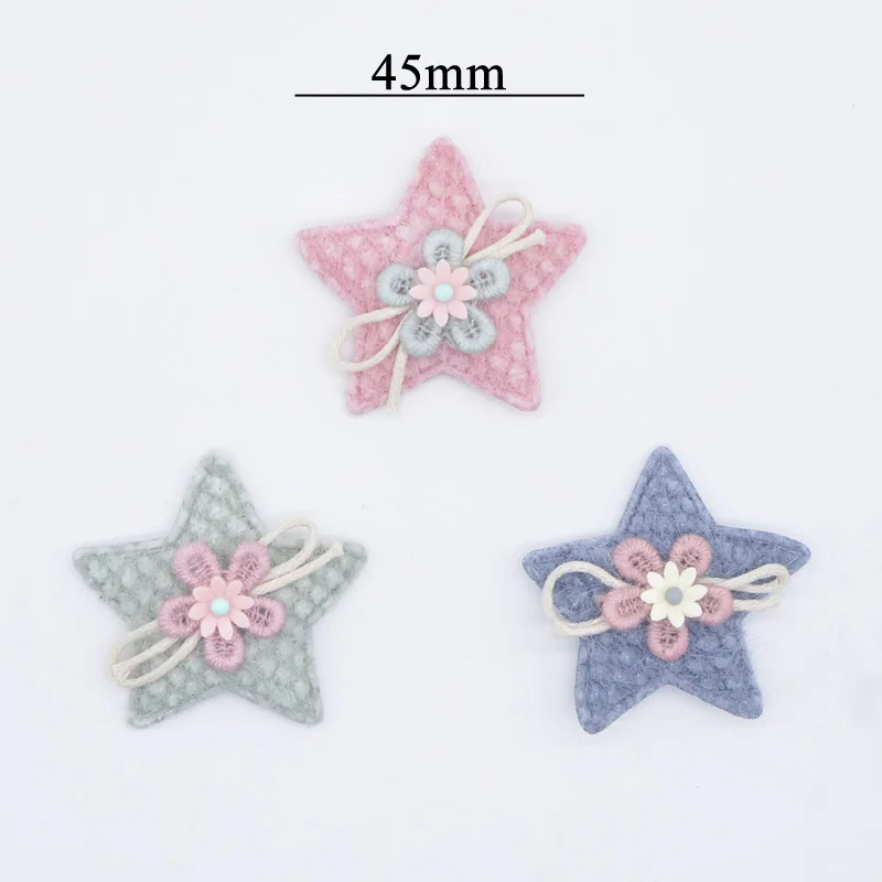 10Pcs 45mm Soft Corn Plush Star Applique for DIY Clothes Hat Headwear Patches Gloves Leggings Socks Sewing Decor Accessories P86