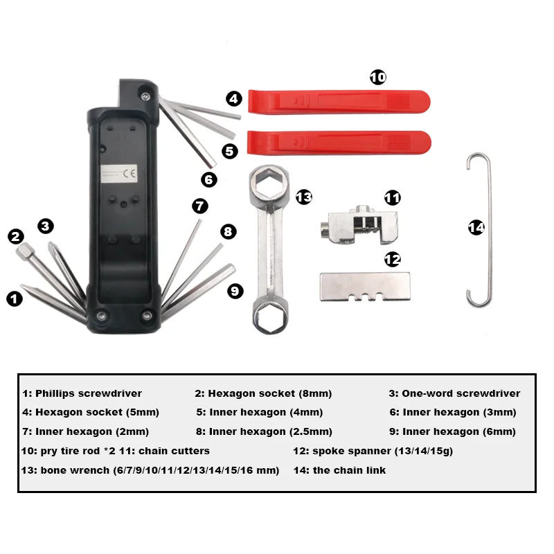 Bike Multifunction Tool Kit Tire Repair Tools Set Hex Key Screwdriver Chain Cutter Multitool MTB Road Bicycle Repair Accessories