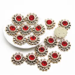 50 pz 14mm strass rosso lucido bottoni fiore rotondo casa giardino artigianato Cabochon Scrapbooking accessori fai da te