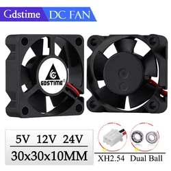 5 Pieces Gdstime DC 24V 12V 5V 3cm 30x30x10mm 2Pin Ball Bearing Portable Cooling Fan Dupont 2.54 2.0 30mm x 10mm Cooler 3010