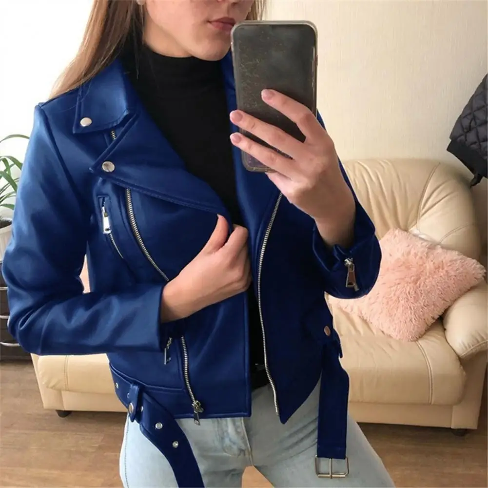 Einfarbig Dame Faux Leder Jacke Herbst Winter biker Jacke Frauen Wasserdichte Leder Mantel veste femme кожаная куртка женская