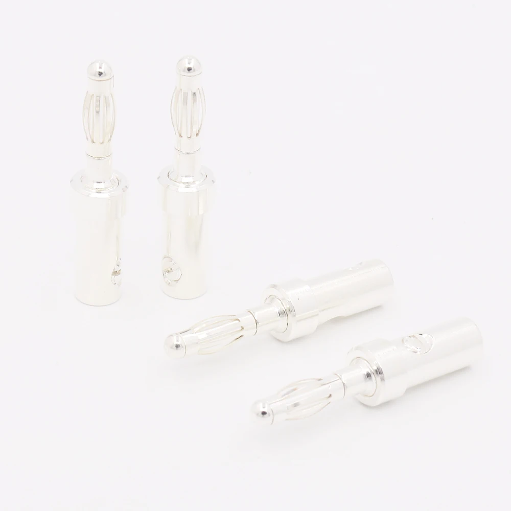 10PCS without logo audio High quality Pure Silver Plated Banana Plug Speaker Cable Wire Connector