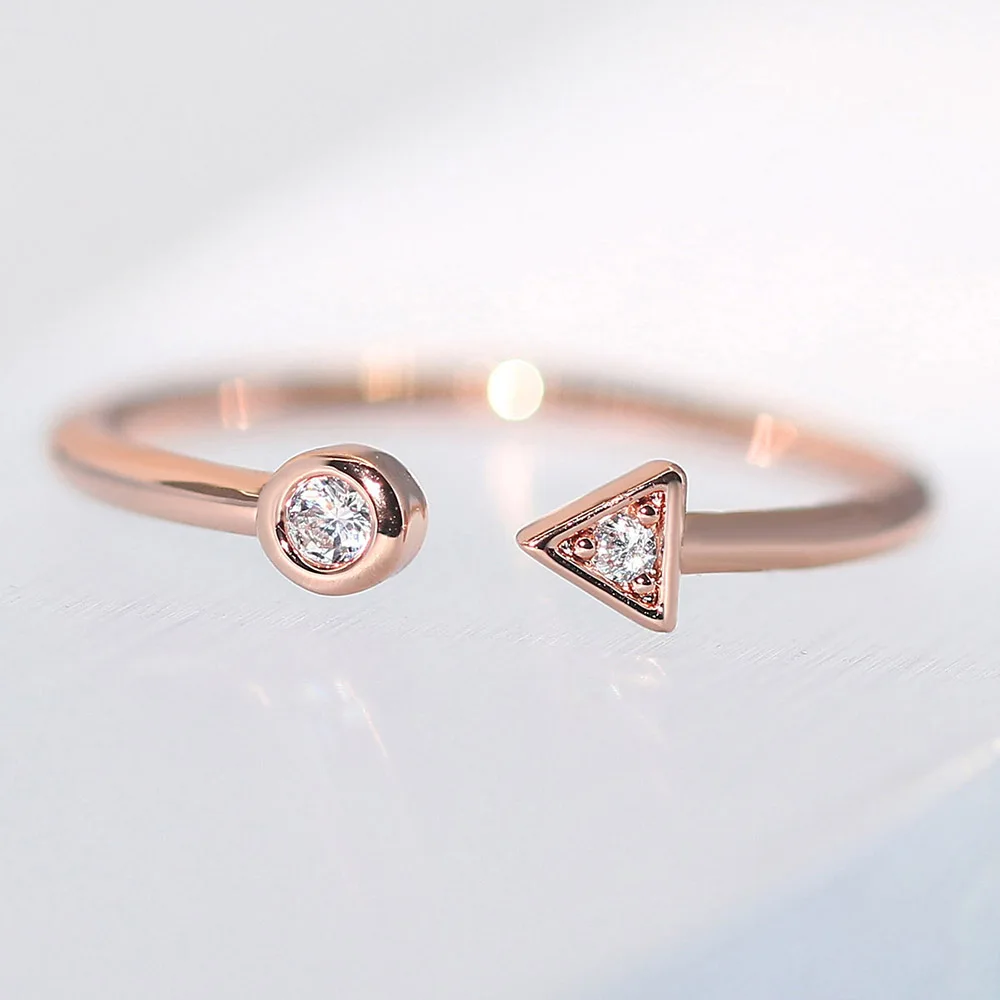 ZHOUYANG Dainty Ring For Women Girls Simple Geometric Arrow Rose Gold Color Open Finger Ring Daily Gifts Fashion Jewelry R922