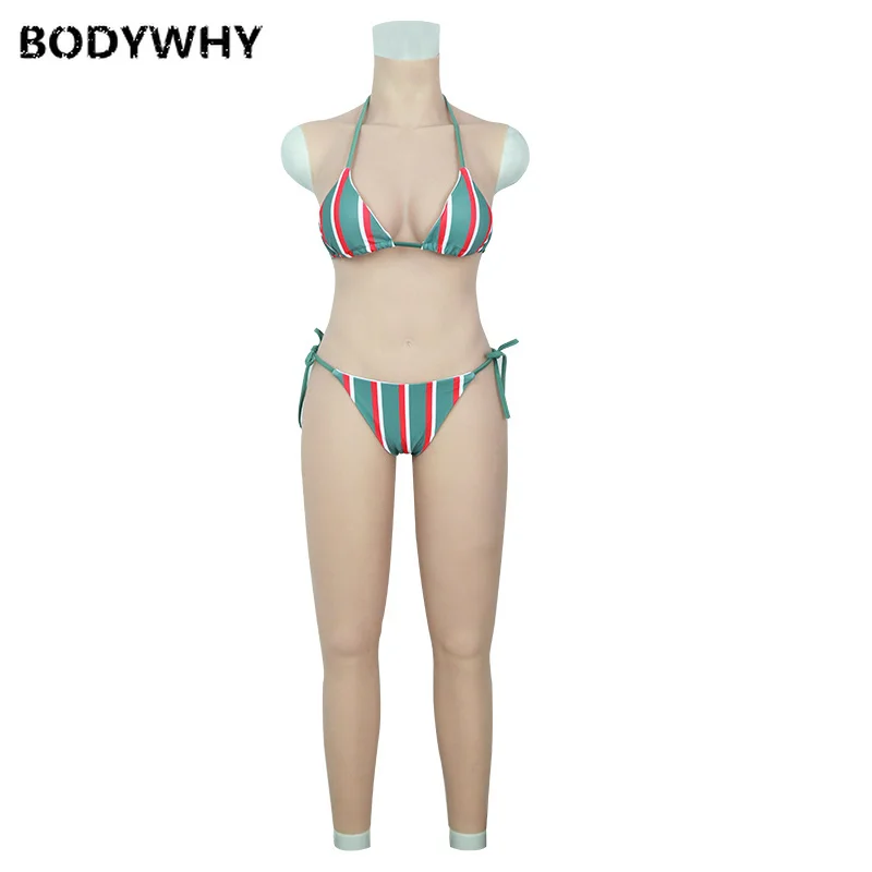 

D Cup Silicone Whole Bodyshapers with Breast Forms Suit Fake Boobs for Mastectomy Crossdresser Shemale Artificial Cosplay Latex