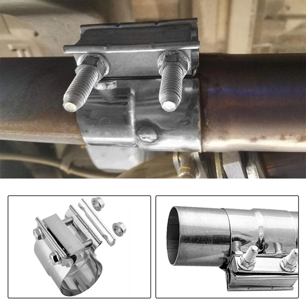 RASTP-2.25" 2.5" 3.0" Stainless Exhaust Sleeve Butt Joint Clamp Car Exhaust Band Clamp Strap Exhaust Clamp for Muffler RS-CR1014