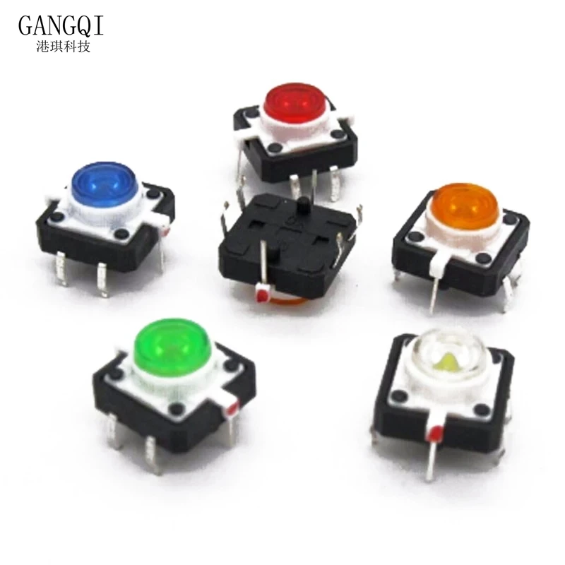 5PCS 12X12X7.3 Tactile Push Button Switch Momentary Tact LED 5 Color 12X12X7.3mm 12*12*7.3mm 12*12*7.3mm