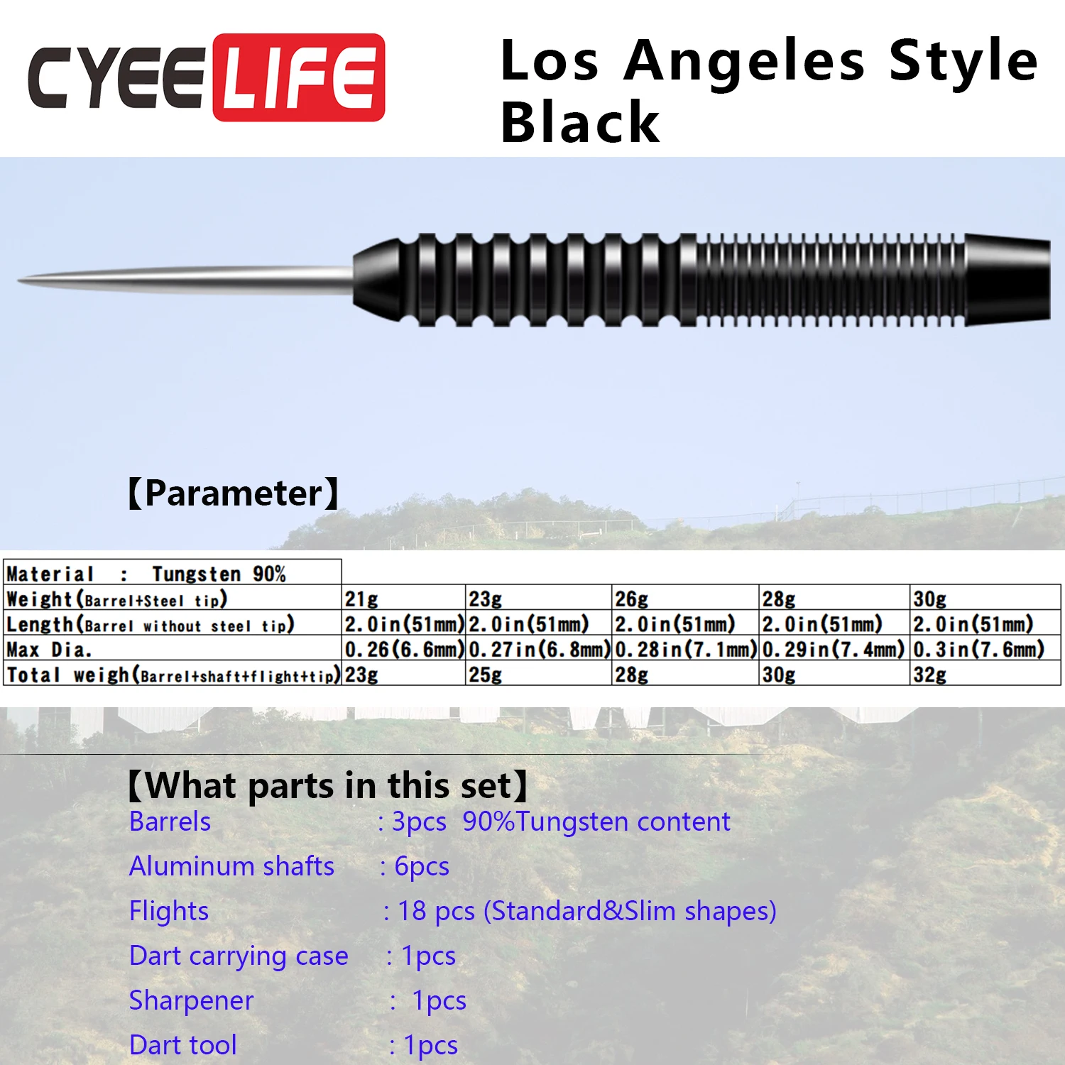 Cyeelife 90% Tungsten Steel Tip Darts 21/23/26/28/30G Met Draagtas, aluminium Assen + Puntenslijper + Tool