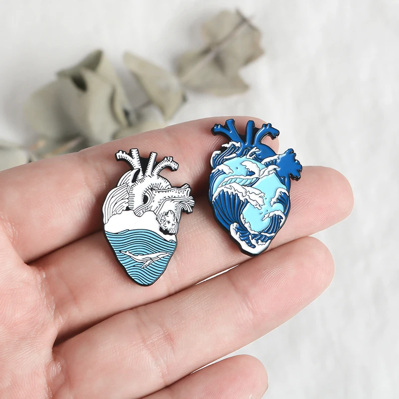 Tree Stump Enamel Brooches whale Sea Pins For Clothes Bag Punk Jewelry Gift For Friends Kids