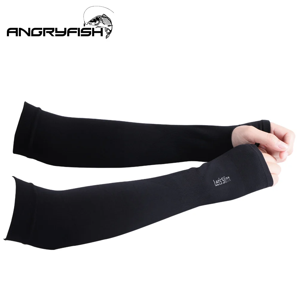 Angryfish Ice Fabric Arm Sleeves Summer Sports UV Protection Running Cycling Driving Fishing Reflective Sunscreen Bands