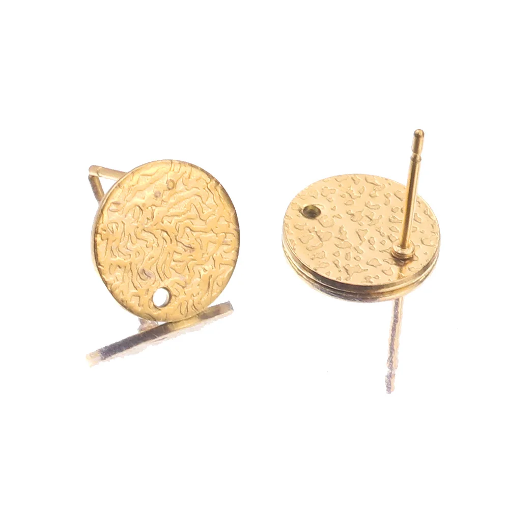 10PCS Lot Gold Stainless Steel Stud Earrings Connectors Round Posts with Hole DIY for Women Jewelry Making Supplies Accessories