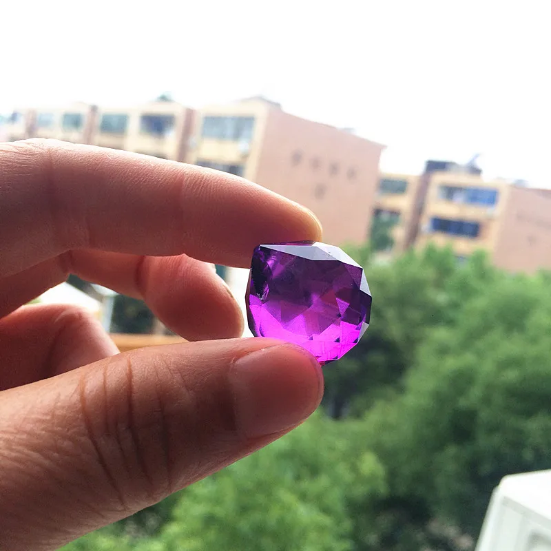 50pcs/lot Dark Purple 20mm K9 Crystal Faceted Balls (Free rings) Glass Chandelier Parts/ Crystal Feng Shui Balls For Home Decor