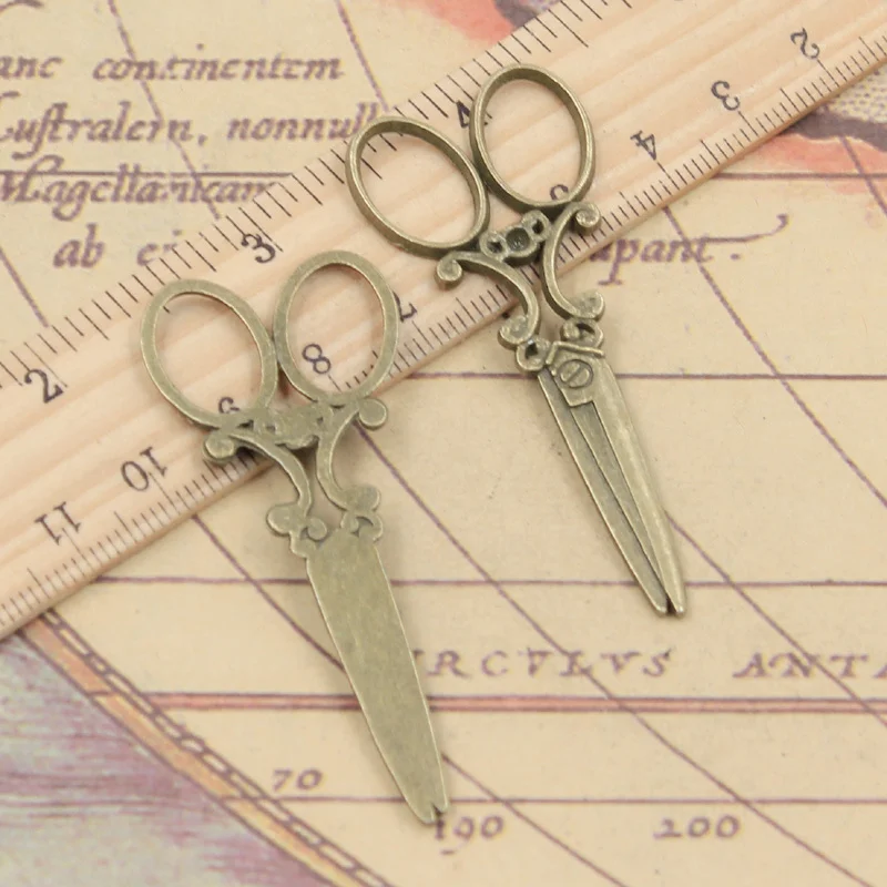 10pcs Sewing Scissors Tibetan Bronze Charms for DIY Crafting