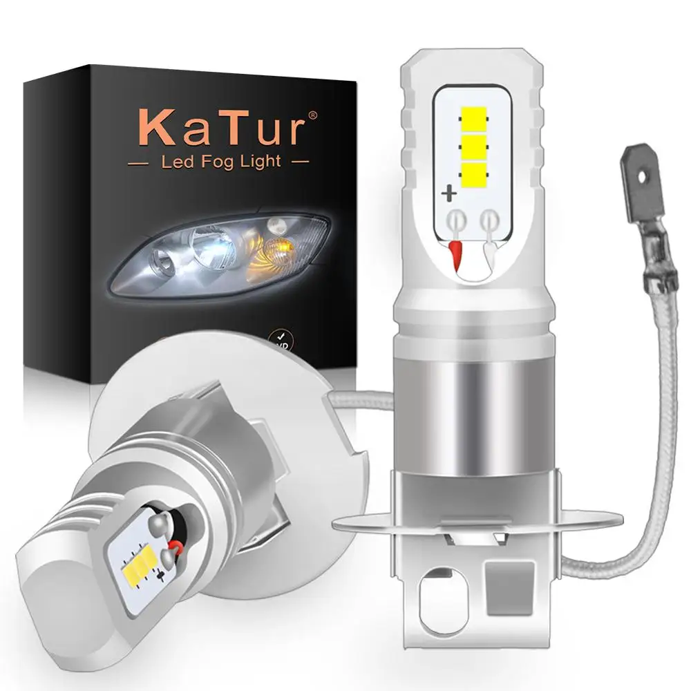 

Katur 2pcs H3 Super Led Bulbs 80w Auto lights car led bulbs Car Light Source DC 12V-24V 6500K White Fog Lamp Car Headlight