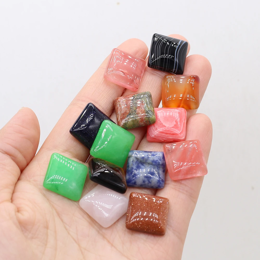 10pcs Cabochon Natural Agates Bead Square Shape Natural Stone Loose Beaded for Making DIY Jewerly Bracelet Necklace Accessories