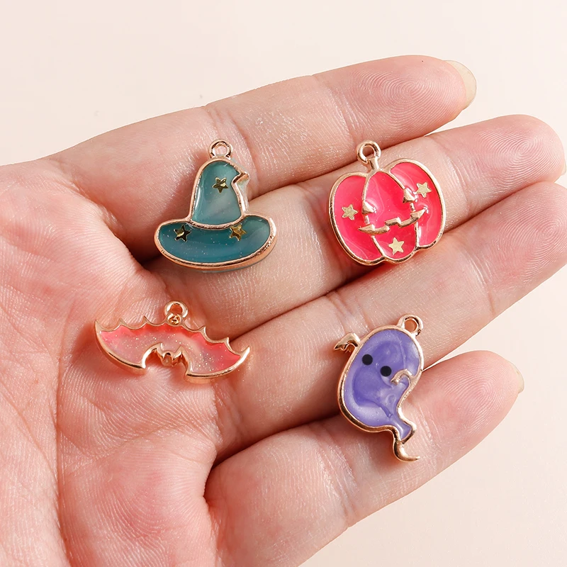 Leslie 10 stücke Emaille Halloween Charms Bonbon farbe Kürbis Charms Anhänger von Halskette Ohrringe DIY Schmuck Herstellung Zubehör – Detail 3