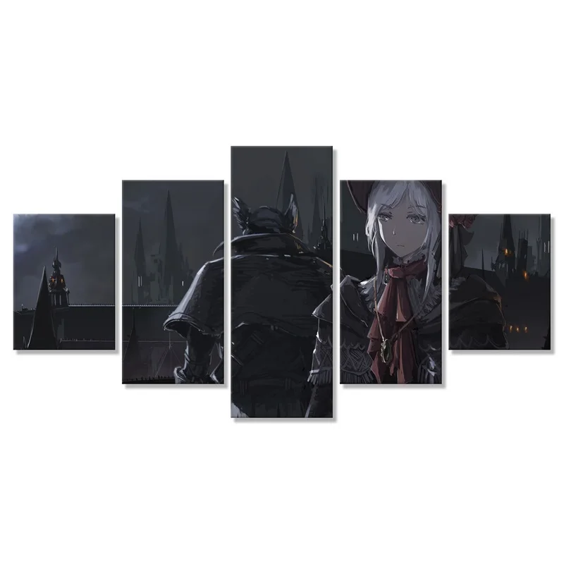 

Bloodborne Modular Prints Pictures Home Decorative Hd 5 Pieces Paintings Office Canvas Game Poster Wall Art