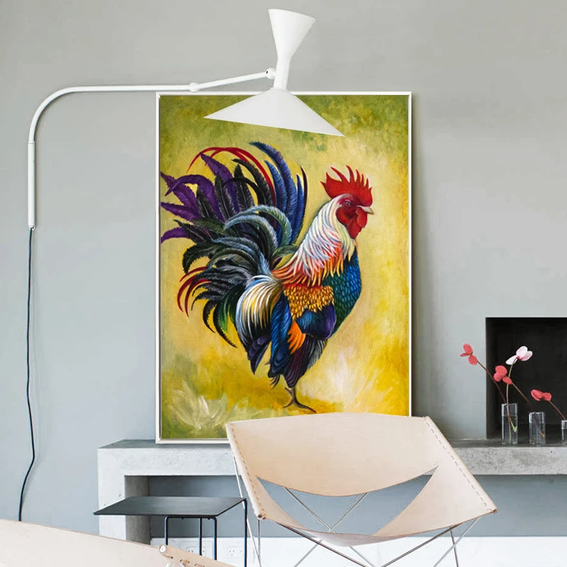 Nordic Wall Art Prints Painting Animal Colorful Rooster Canvas Painting Modular Pictures Living Room Home Decor Frame