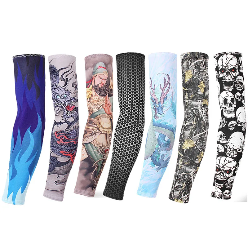 

Silk Cycling Arm Sleeves Warmers Men Tattoo Sleeve Women Sun Protection Quick Cool Arms Sleeves Basketball Football Arm Cover