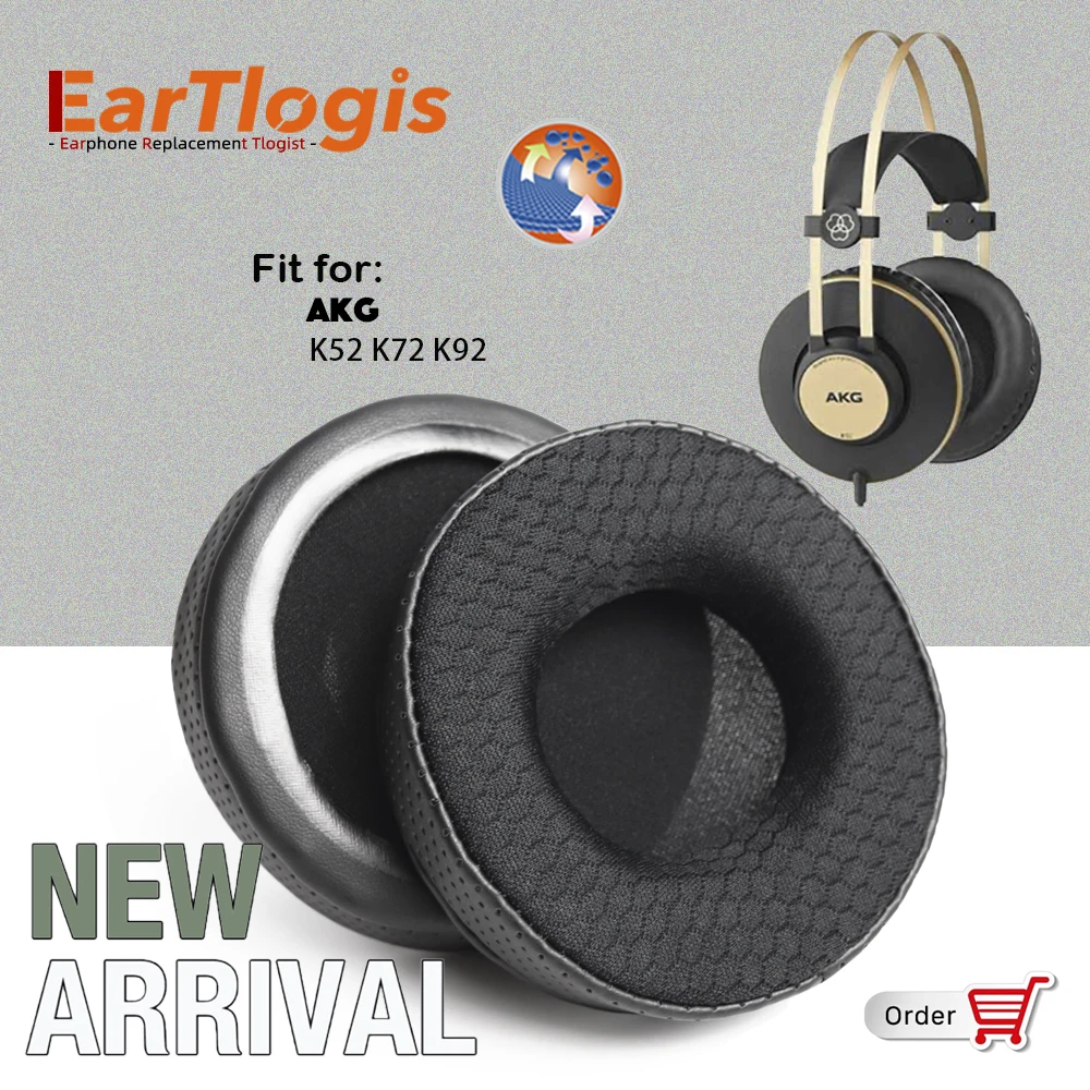 

EarTlogis New Arrival Replacement Ear Pads for AKG K52 K72 K92 K-52 K-72 K-92 Headset Earmuff Cover Cushions Sleeve Earpads