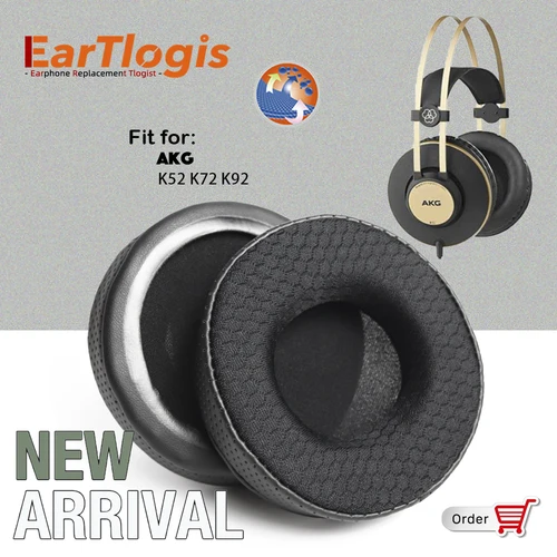 EarTlogis-almohadillas de repuesto para auriculares AKG K52 K72 K92 K-52, almohadillas de repuesto para K-72, funda de almohadillas para los oídos, K-92