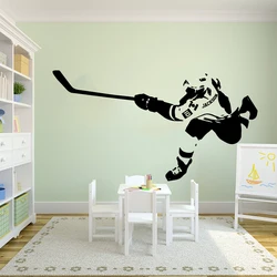 Ice Hockey Custom Name Wall Sticker Boy Room Kids Room Personalized Name Sport Player Shooting Puck Wall Decal Bedroom Vinyl