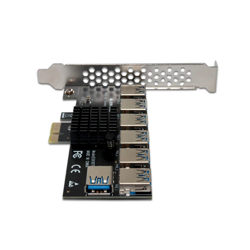 PCIE 1 to 7 USB 3.0 Slot PCI-E PCI Express Riser Card 1x to 16x Multiplier Hub Adapter For Bitcoin Mining Miner BTC Devices