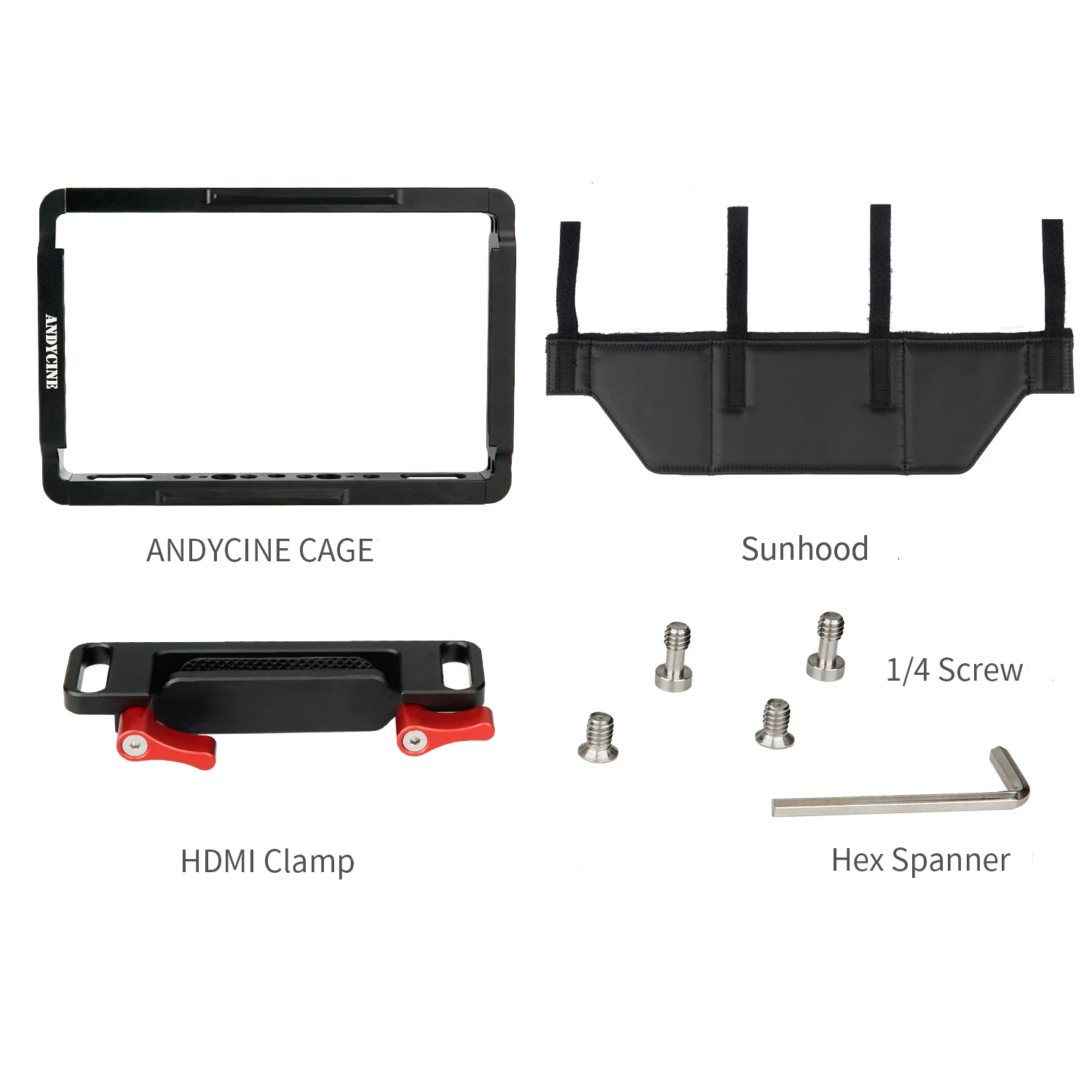 Andycine 5 "กรงในตัว NATO Rail และสาย HDMI Clamp Sunhood สำหรับ Atomos Ninja V และ Shinobi