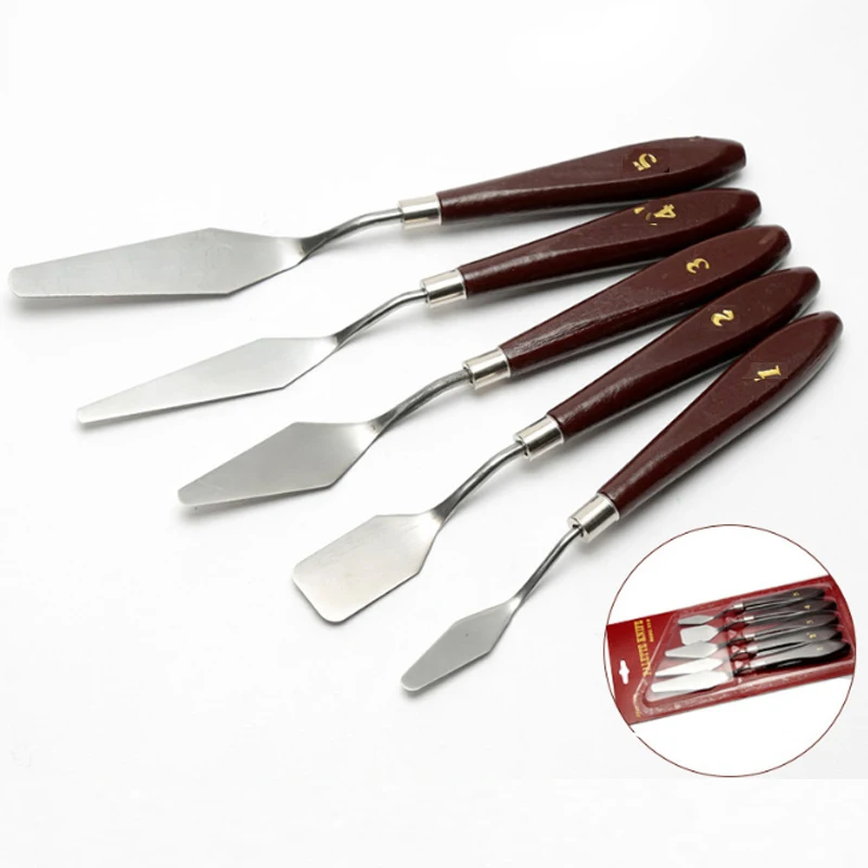 5pcs Metal Spatula Set Oil Painting Paint Scrapers Calligraphy Palette Spatula Art Craft Perfect Artist Painting Accessories