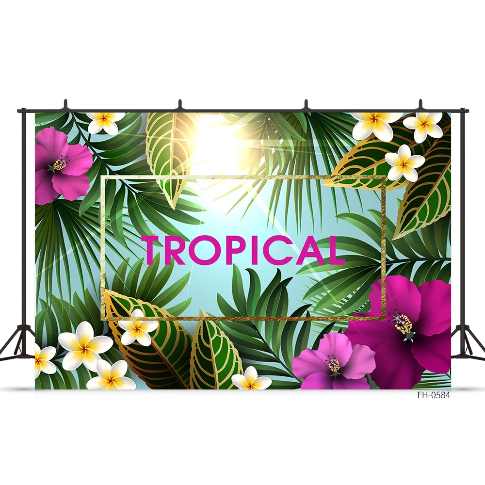 Tropical Jungle สีเขียวใบ Safari วันเกิดการถ่ายภาพพื้นหลังปาล์มต้นไม้ Photo Studio ฉากหลังสำหรับปาร์ตี้เด็ก Photocall