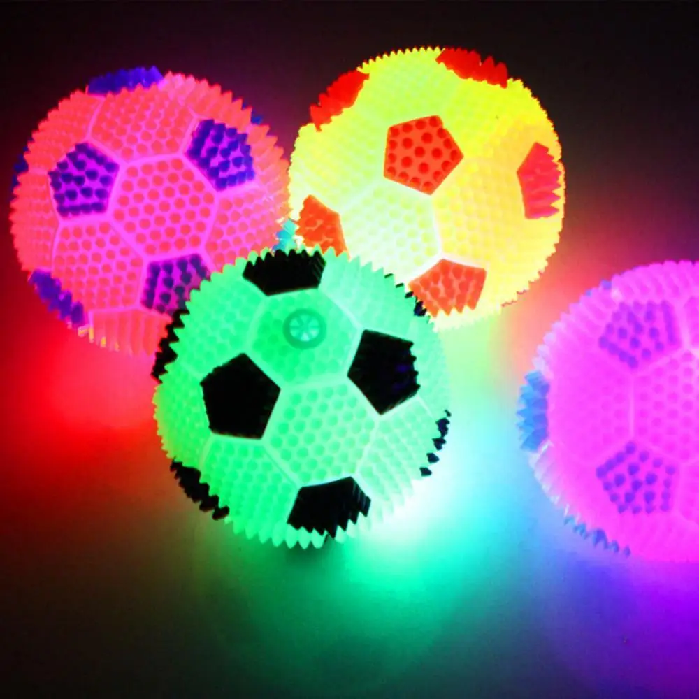 TPR LED Ball Toy Kids Flashing Light Bouncy Ball Flashing Soccer Glowing Squeaky Sound Toys  Festive Party Supplies