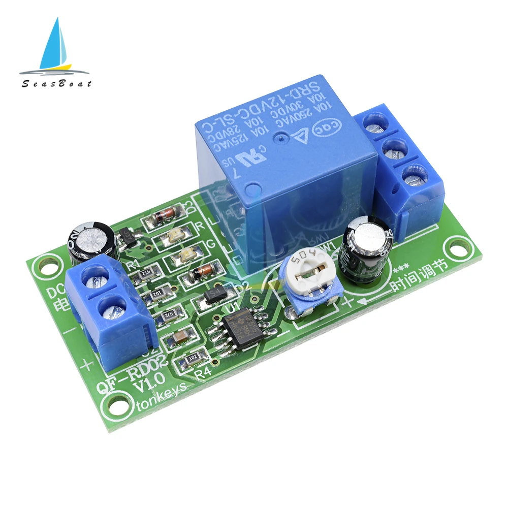 NE555 DC 12V Time Delay Relay Module Conduction Trigger Timing Delay Relays Timer Switch Pulse Generation Adjustable 0-60 Second