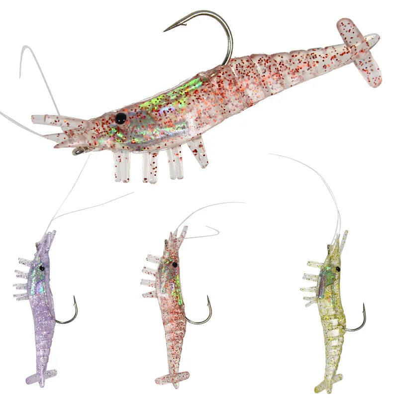 JYJ Lure 3 pieces 85mm 10G Soft artificial shrimp craws lure silicone lead fish bait bass wobbler lure with single hooks