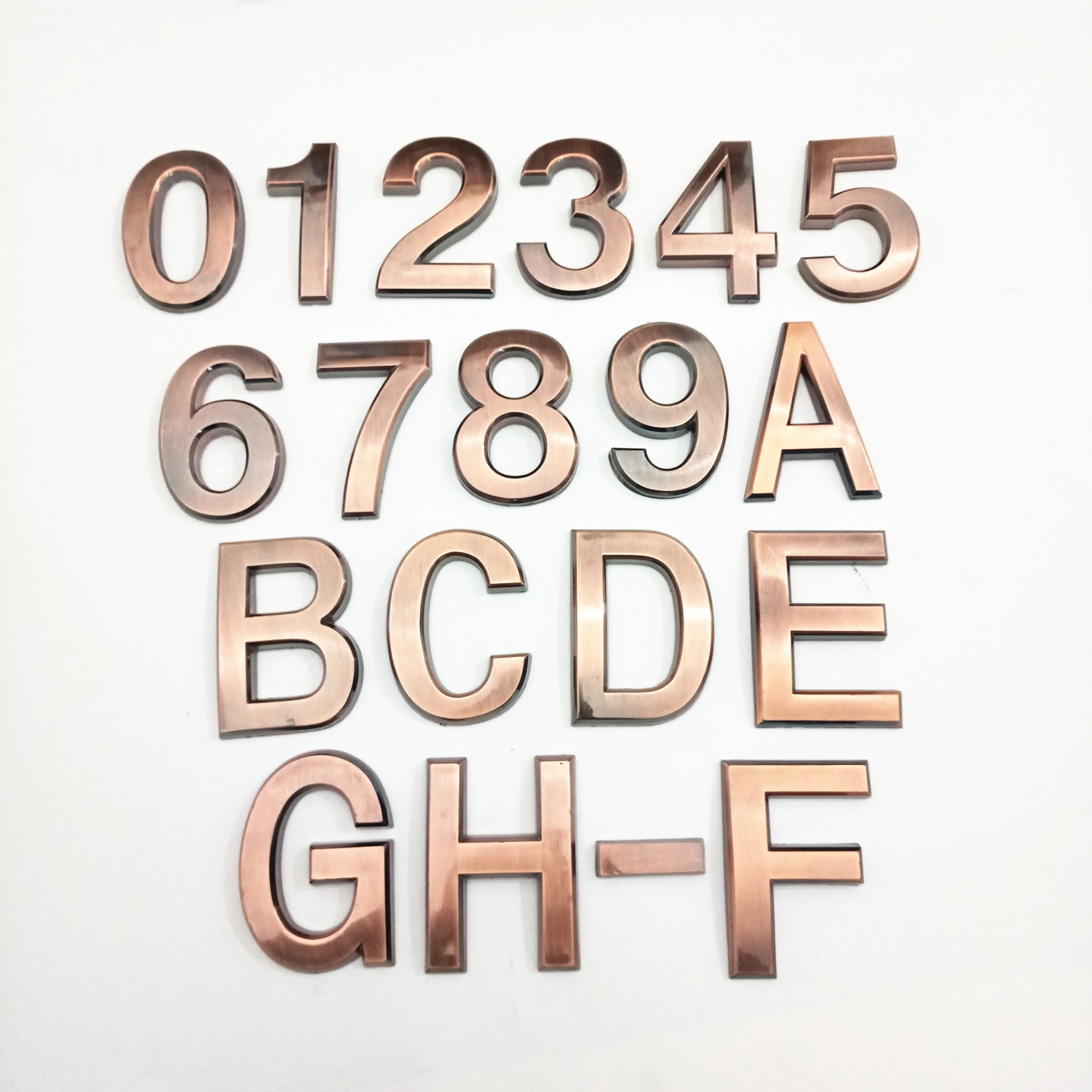 Letter Stickers Height 5cm/7cm Door Plate 0123456789 A-Z Bronze ABS Plastic Plaque Number House Hotel Address Digits Decoration