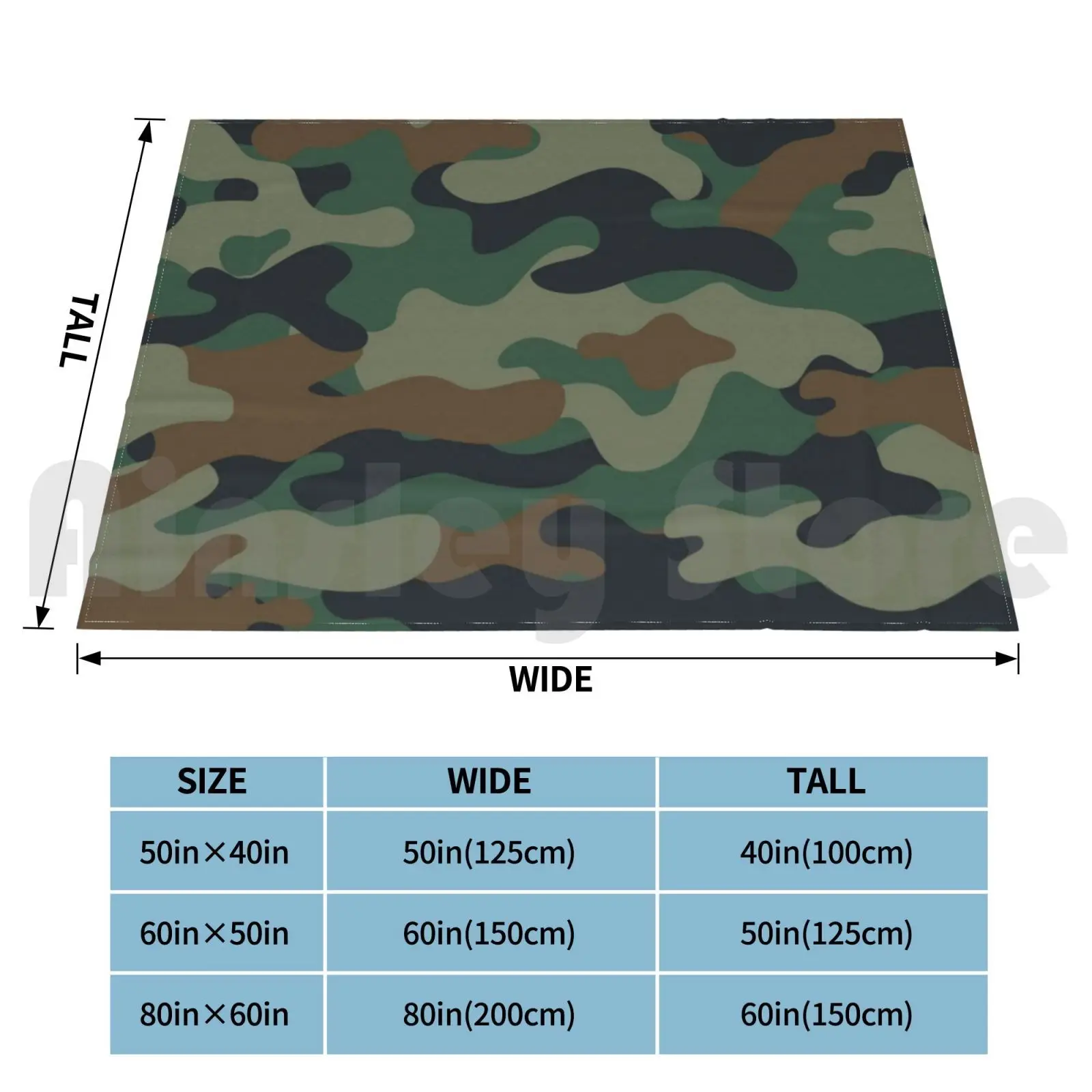 Blanket Camo Pattern-Green / Brown 1616 Military Army Armed Forces Camouflage Cammo