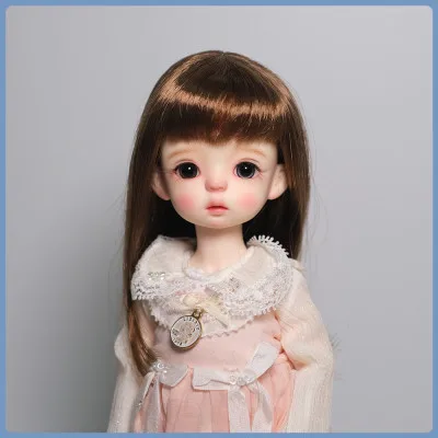 BJD doll simulation hair suitable for 1/6 size fashion neat bangs compliant natural long hair milk silk female deep brown gold